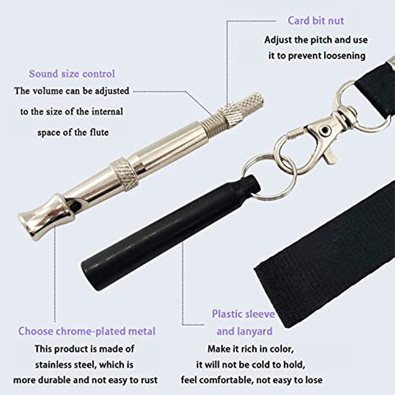 Geohee Dog Training Whistle, Professional Ultrasonic Adjustable Pitch Dog Whistle for Stop Barking Bad Behavior Recalling, 5 PCS Training Clicker with Wrist Strap Whistle Kit for Puppies Pet (Black) Black - PawsPlanet Australia