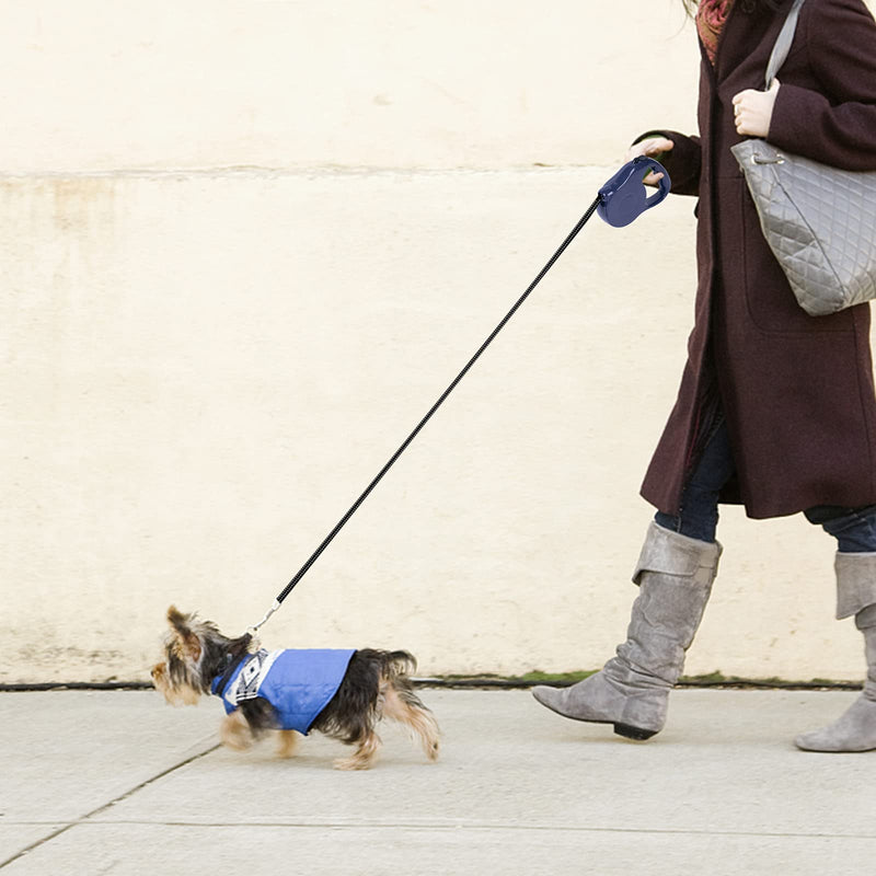 [Upgraded Version] Dunhuang Retractable Dog Leash for X-Small/Small/Medium Dogs, Pet Walking Leash with Anti-Slip Handle, 10/16 ft Strong Nylon Tape, Tangle-Free, One-Handed Lock & Release 10ft (for Dogs Up to 22lbs) Blue - PawsPlanet Australia