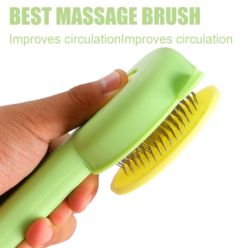 Dog Brush Cat Brush Animal Hair Brush Dog Brush Dog Brush for Long Hair and Short Hair Pet Hair Cleaning Brush (Green & Yellow) - PawsPlanet Australia