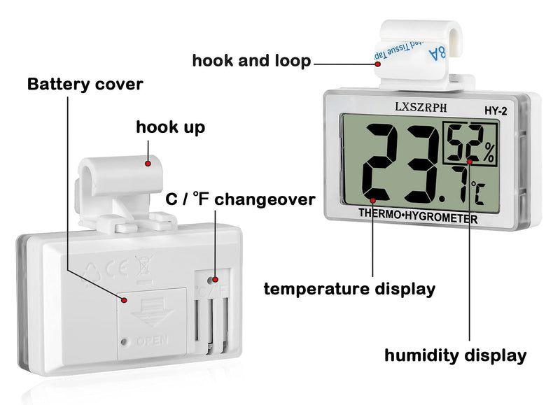 GXSTWU Reptile Hygrometer and Thermometer High LCD Display Temperature Humidity Meter Gauge with Hook for Reptile Tanks, Terrariums, Vivariums (1pack) 1pack - PawsPlanet Australia