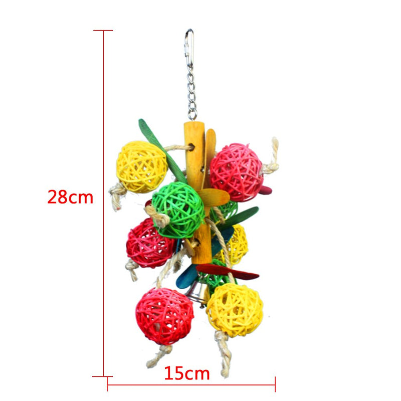 [Australia] - Pet Parrot Chewing Swing Toys with Rattan Ball String Hanging Rope Bells for Macaw African Greys Budgies(2 Design) B 