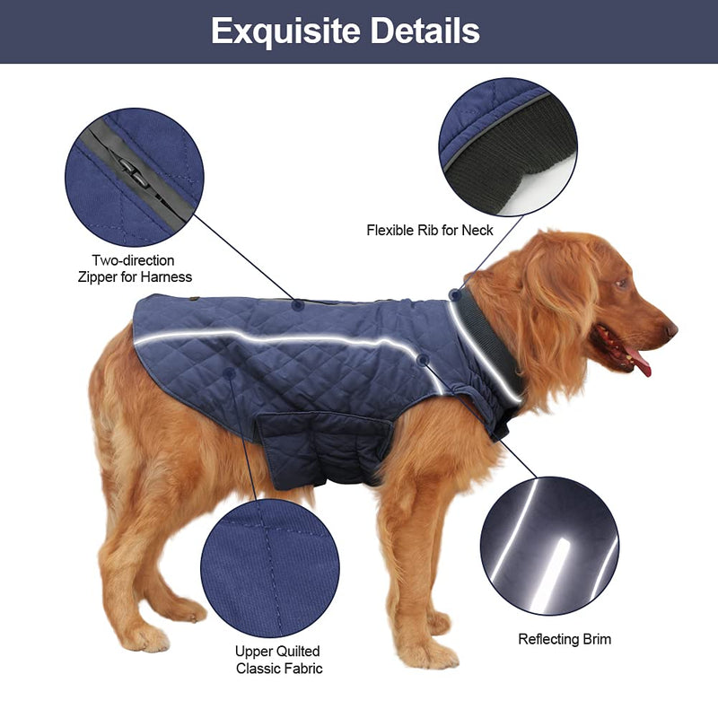 EMUST Winter Dog Coats, Dog Apparel for Cold Weather, British Style Windproof Warm Dog Jacket for Small Dog Coats for Winter, XS X-Small(Pack of 1) Dark Blue - PawsPlanet Australia