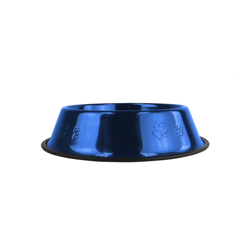 Platinum Pets Embossed Non-Tip Stainless Steel Cat/Dog Bowl Large Sapphire Blue - PawsPlanet Australia