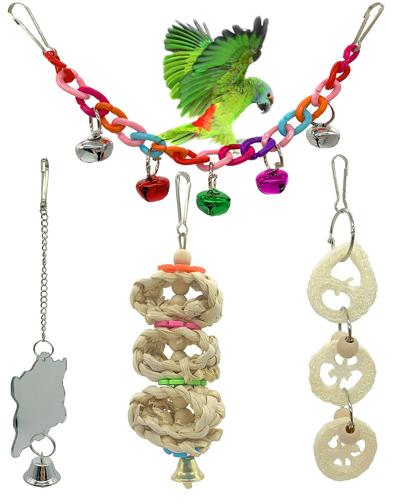 N\C 8 Pack Birds Parrot Toys,Parakeet Toys,Natural Wood Pet Bird Chewing Toys, Hanging Bell Swing Hand Made Climbing Bird Cage Toys,for Small Parrots, Love Birds,Cockatiels,Conures,Macaws,Finches - PawsPlanet Australia