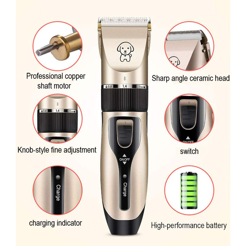 HooMore Electrical Pet Clipper Professional Grooming Kit Rechargeable Pet Cat Dog Hair Trimmer Shaver Cordless Set Animals Hair Cutting Machine Black and Gold - PawsPlanet Australia