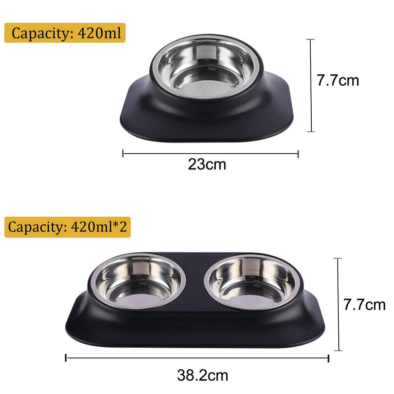 SUOXU Cat Bowl Puppy Bowl,Stainless Steel kitten bowl with Stand,Protect the Cervical Spine 15°Tilted Non-slip Double Elevated Cat Food Water Bowls,for Pet Feeding Bowl for Cats and Small Dogs Double bowl set - PawsPlanet Australia