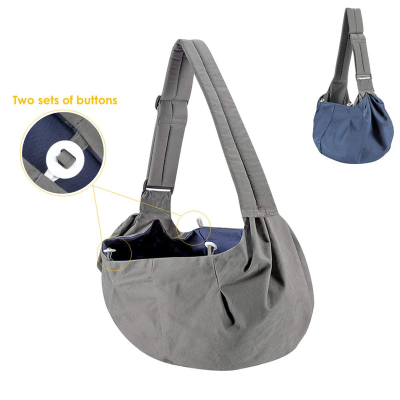 [Australia] - Slowton Pet Carrier, Hand Free Sling Adjustable Padded Strap Tote Bag Breathable Cotton Shoulder Bag Front Pocket Safety Belt Carrying Small Dog Cat Puppy Machine Washable Grey 