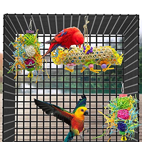 EBaokuup 3Pack Bird Chewing Toys Foraging Shredder Toy Parrot Cage Shredder Toy Bird Loofah Toys Foraging Hanging Toy for Cockatiel Conure African Grey Parrot - PawsPlanet Australia