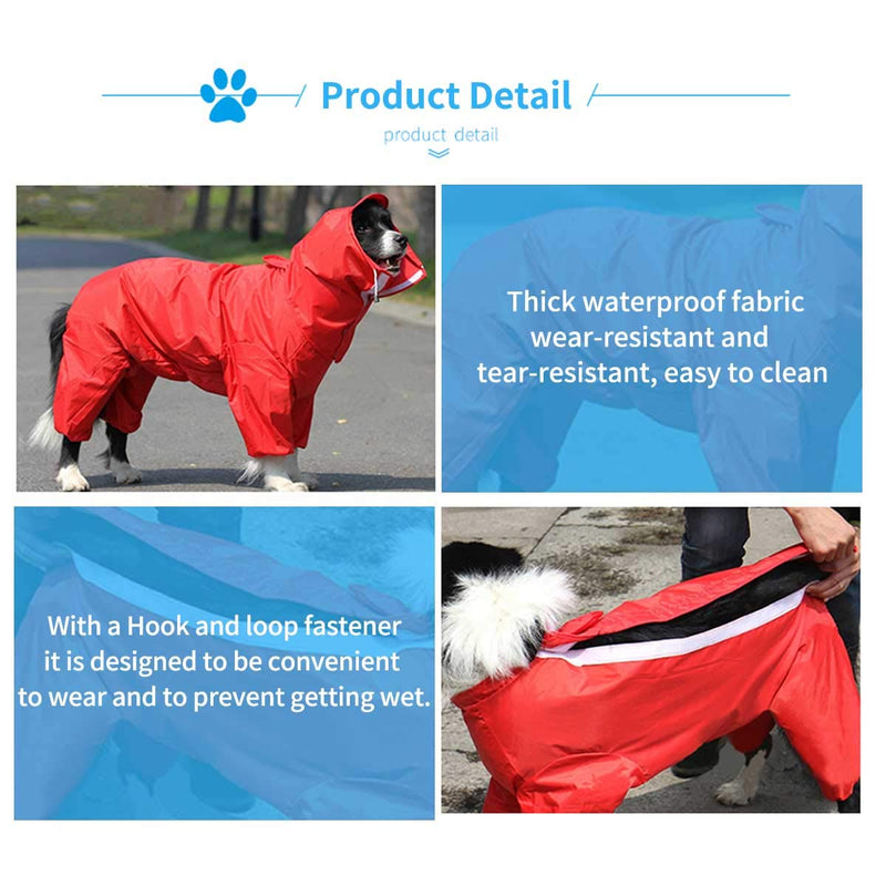 [Australia] - Dog Raincoat Pet Waterproof Rain Jacket with Hood Breathable Lightweight Dog Rain Poncho for Small Medium Large Dogs 12(Chest 16.5", Neck 12.6") Red 