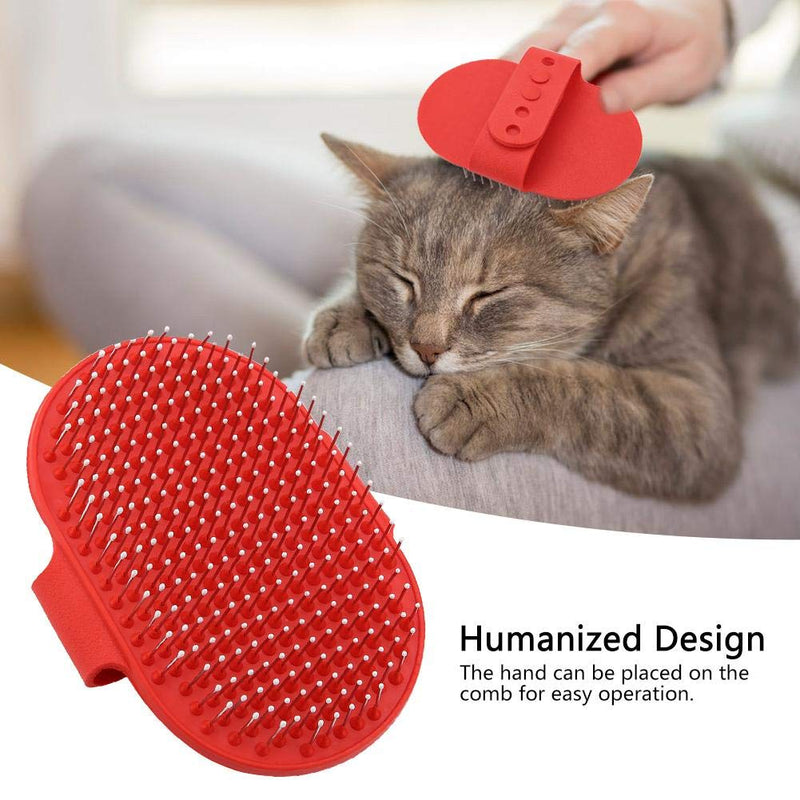 Dog brush, cat brush, grooming brush with massage effect, dogs, cats, fur brush, cleaning massage brushes with silicone nubs, pet salon grooming brush with ergonomic handle (red) red - PawsPlanet Australia