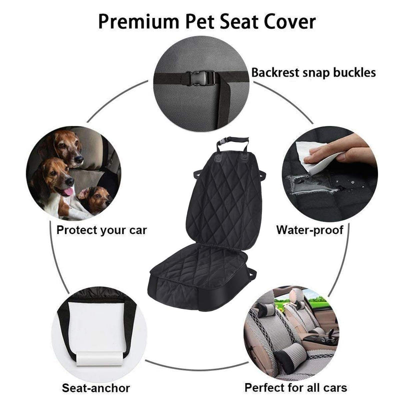 [Australia] - Pet Deluxe Thick Front Car Seat Cover for Car and SUV Waterproof Nonslip Seat Covers for Pet Dogs and Cats Black 2-Pack 