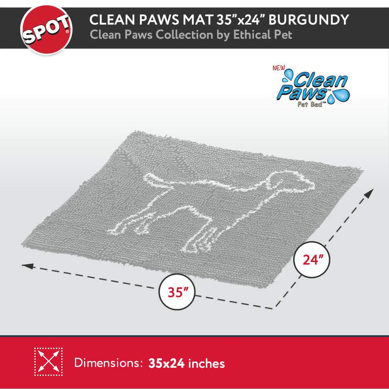 [Australia] - SPOT Ethical Pets Clean Paws Micro Fiber Dog Mat 35" x 24" Burgundy 