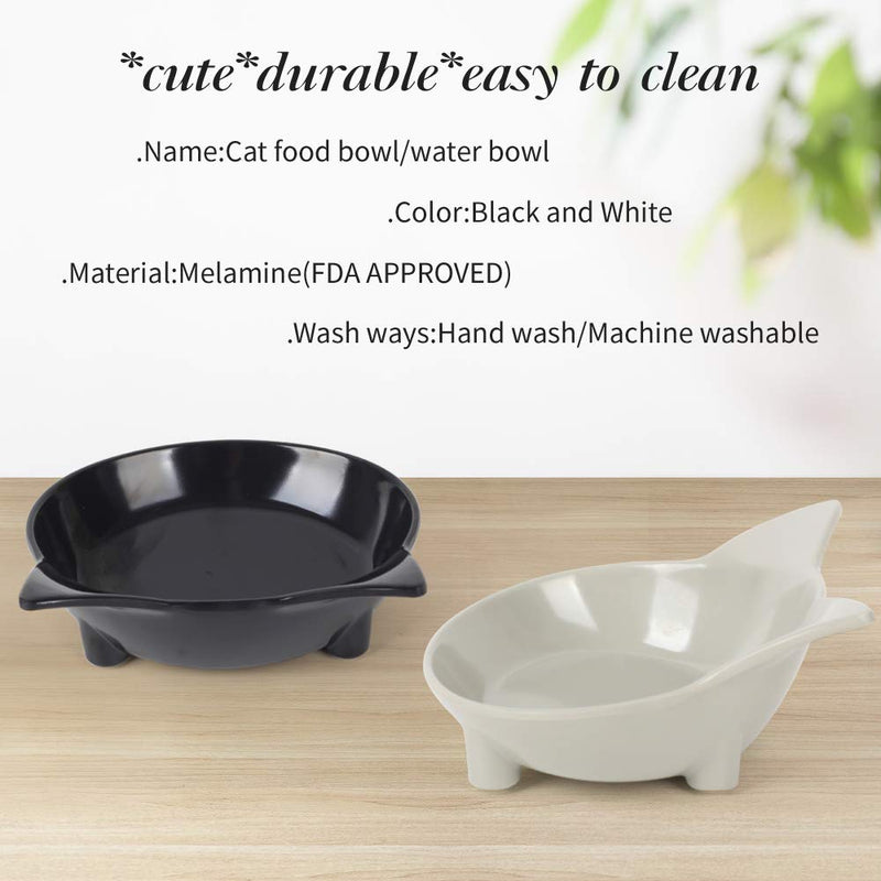 Cotill Cat Bowls, Anti-slip Multi-purpose Cat Food Bowl Pet Water Bowl Cat Feeding Bowl, Set of 3 - Grey/Black/White - PawsPlanet Australia