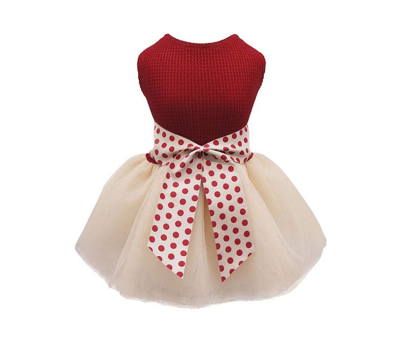 [Australia] - Fitwarm Retro Polka Dot Dog Dresses for Pet Clothes Party Birthday Puppy Doggie Tutu Dress Red XS 