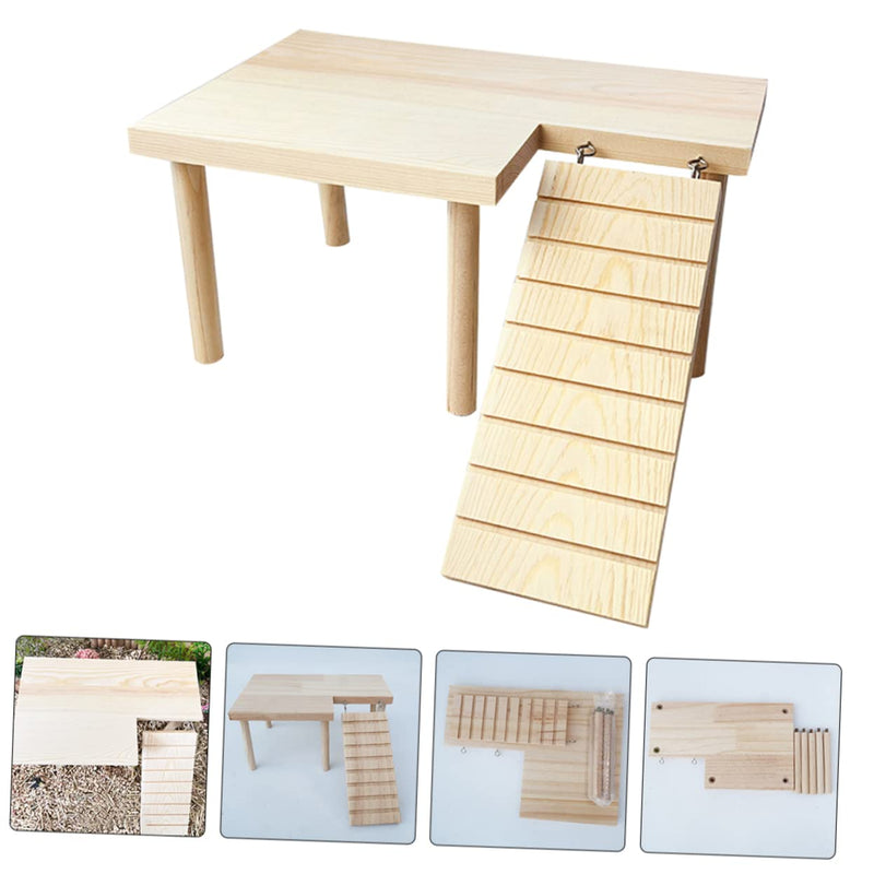 BCOATH Hamster Wooden Platform With Ladder Cat Toy Small Animal Chew Toy Hamster Supplies Small Animals Small Hamster - PawsPlanet Australia
