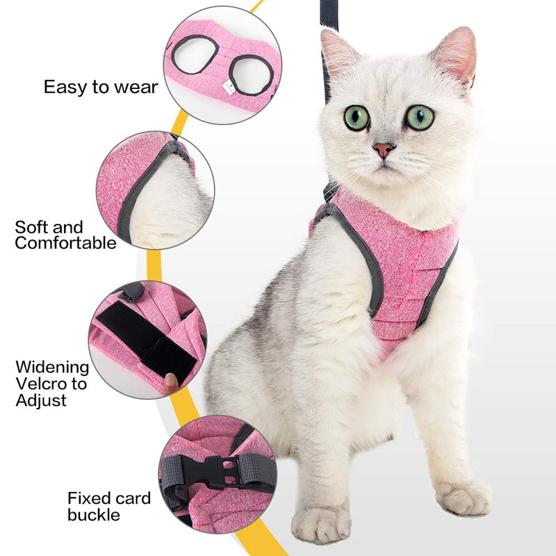 Cat Harness And Leash Set Ultra Light For Walking Escape Proof Set Adjustable Soft Mesh Step in Padded Cushioning Running Vest Jacket For Kitten Pets Puppy M Pink - PawsPlanet Australia