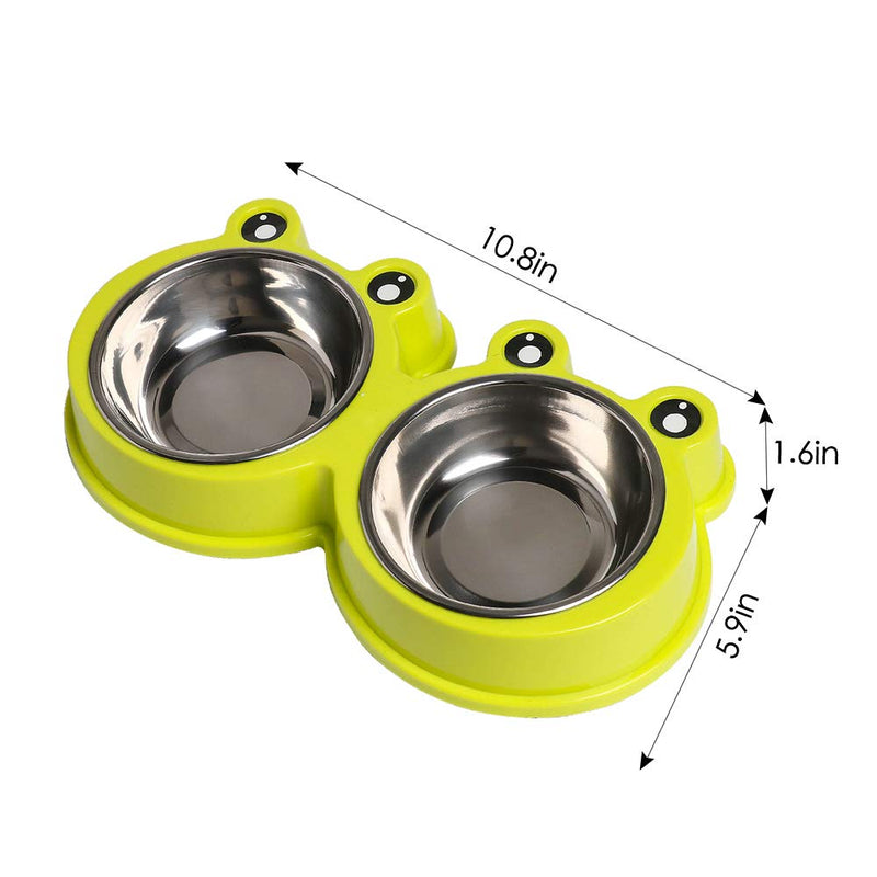 Double Dog Cat Bowls Premium Stainless Steel Pet Bowls with No-Slip Stainless Steel Cute Modeling Pet Food Water for Feeder Dogs Cats Rabbit and Pets 3.Green Tea - PawsPlanet Australia