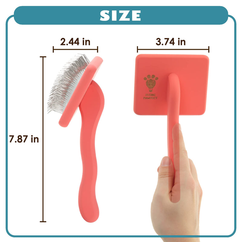 Pet Slicker Brush With Soft Massage Grooming Stainless Steel Pins - Slide This Universal Miracle Coat Slicker Brush for Dematting, Shedding Fur, and Undercoat - Professional Tool - Long Slicker Brush - Flying Pawfect - PawsPlanet Australia