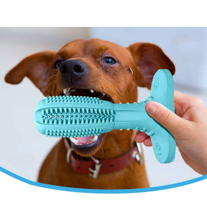 BundleMall Dogs Dental Care Brushing Stick,Dog Dental Effective Teeth Cleaning Stick, Pets Dog Toothbrush Chew Toy,Rubber Bite Resistan Toys for Large Medium Dogs (sky blue) Sky Blue - PawsPlanet Australia