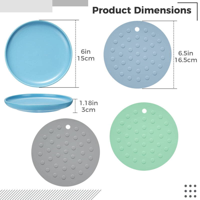 Ceramic Cat Bowls, 3 Packs, Stress-Free Cat Food Plates with 3 Non-Slip Mats, Wide and Flat Cat Food Bowl to Relieve Whisker Fatigue Tri-color - PawsPlanet Australia