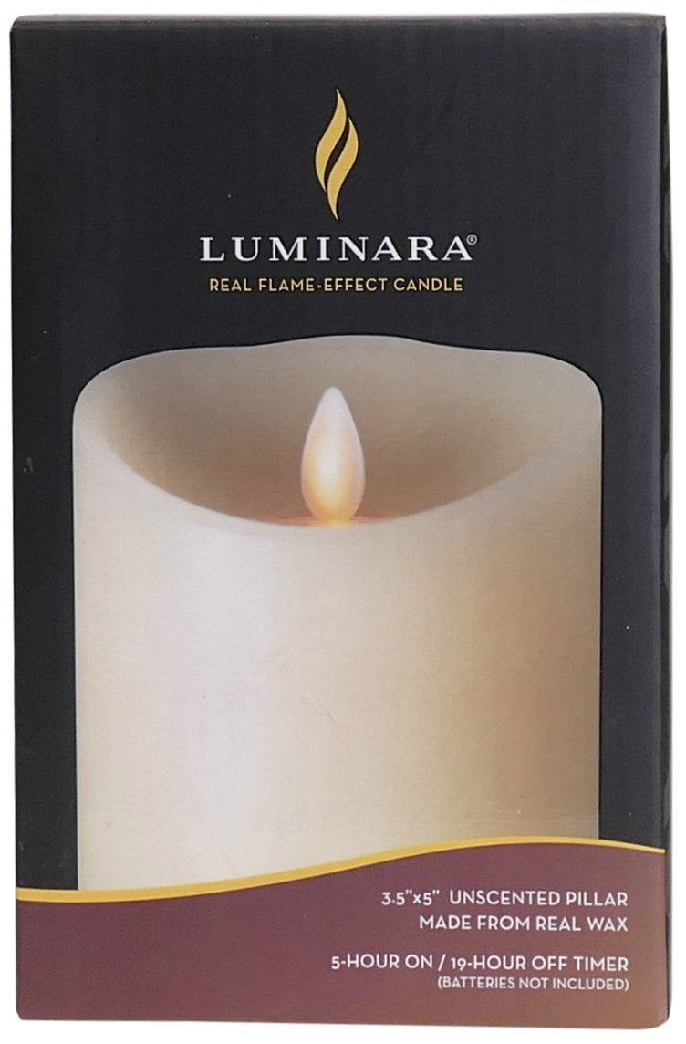 Darice Luminara Flameless Candle - Ivory Wax Unscented Classic Pillar - 5 in - PawsPlanet Australia