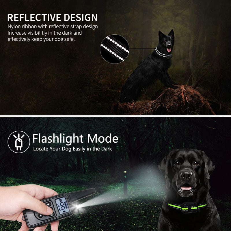 [Australia] - Adubor Dog Training Collar 2 Dogs Rechargeable Dog Shock Collar, 4 Training Modes, Beep, Vibration, Shock and Light, IPX5 Waterproof,Up to 2600Ft Remote Range Black 