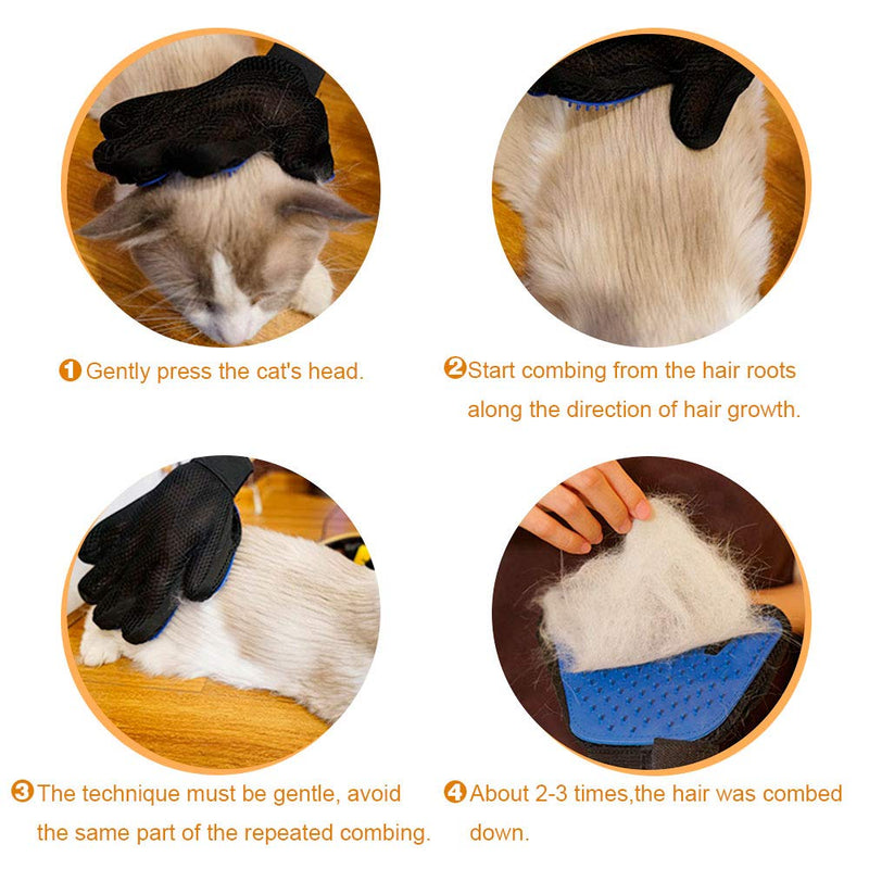 [Australia] - Pet Grooming Glove - Gentle Pet Hair Remover Mitt - True Touch Deshedding Glove for Cats, Dogs for Long & Short Fur - Enhanced Five Finger Design for Cat Grooming Gloves Brush(One Pair) 