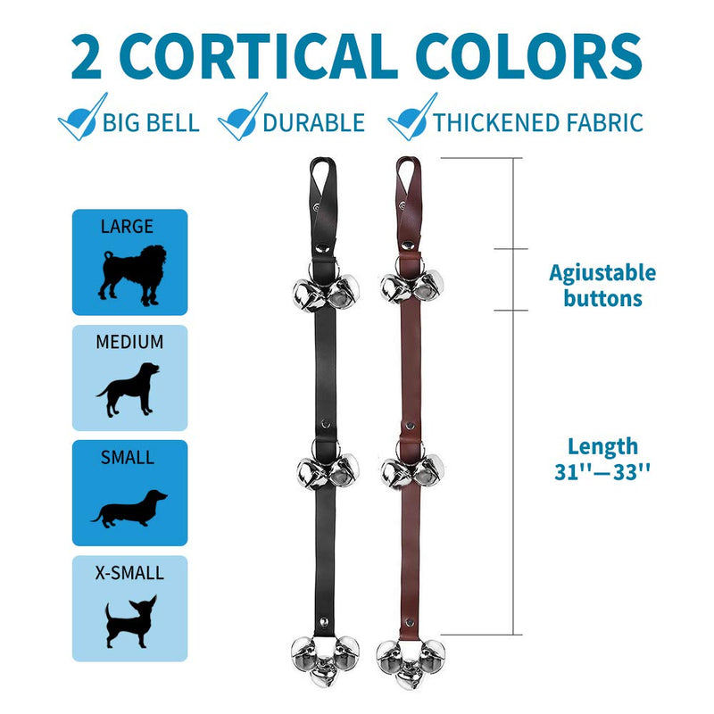 BORONG Leather Door Bells for Dogs Potty Doorbells for Dogs Training Dog Buttons for Communication Dog Training Bell (Brown) - PawsPlanet Australia
