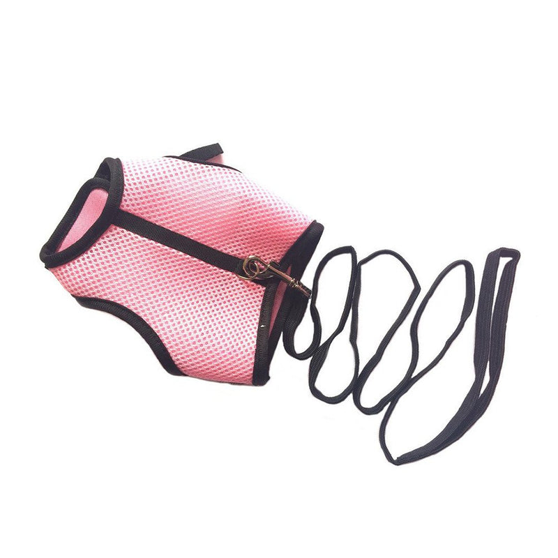 [Australia] - UEETEK Soft Harness with Lead for Rabbits Bunny Elastic Length 47 inch - Size L(Pink) 