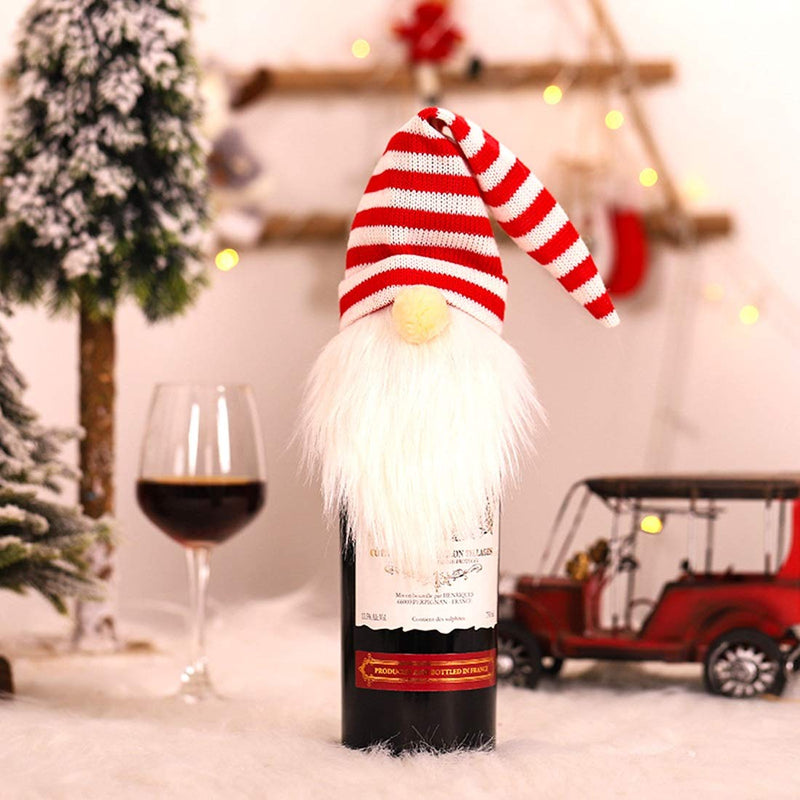 Gnome Christmas Wine Bottle Covers, 4 Pack Handmade Tomte Swedish Gnome Wine Bottle Toppers Santa Christmas Decorations Holiday Dining Table Decor Party Gift - PawsPlanet Australia