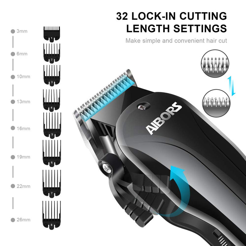 [Australia] - AIBORS Dog Clippers for Grooming for Thick Coats 2-Speed 12V High Power Professional Heavy Duty Quiet Plug-in Dog Grooming Clippers Kit, Dog Shaver Hair Trimmers for Cats and Other Pets Black 