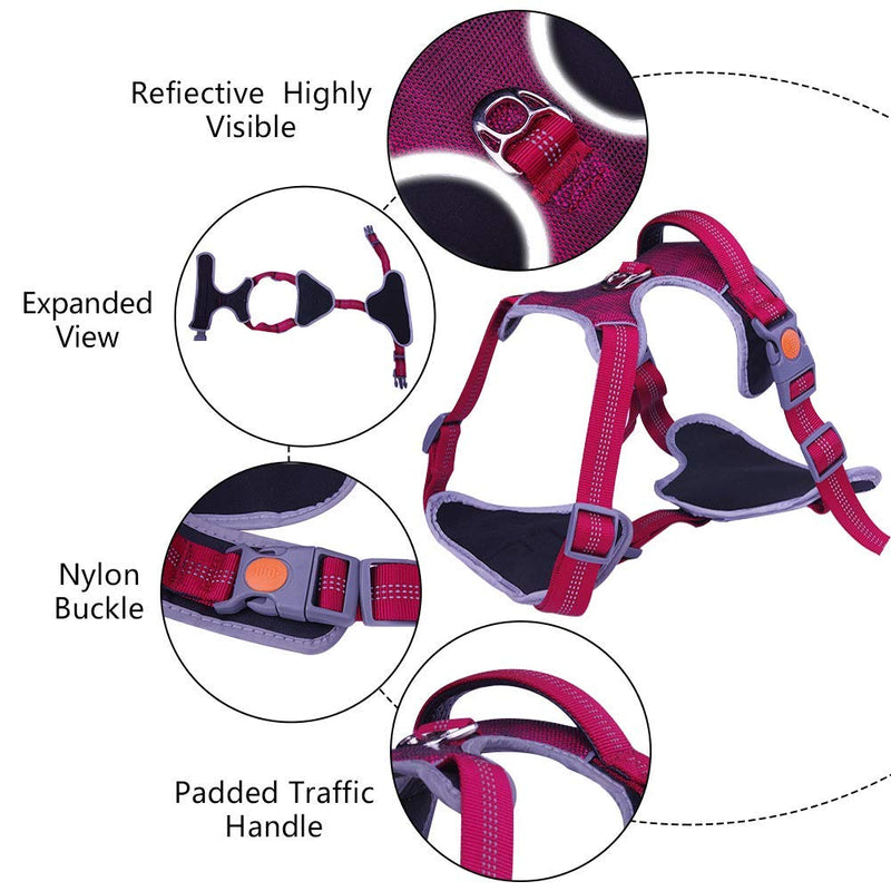 [Australia] - ThinkPet No Pull Outdoor Vest Harness - Reflective Dog Vest Neoprene Padded Dog Sport Harness M Red 