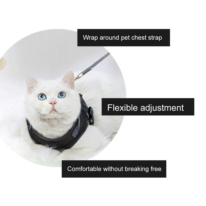 PUPTECK Cat Harness with Leash Collar Set - Adjustable Soft Harnesses Nylon Strap with Fashion Style Design Escape Proof for Walking Outdoor Kittens Puppies Cats - PawsPlanet Australia