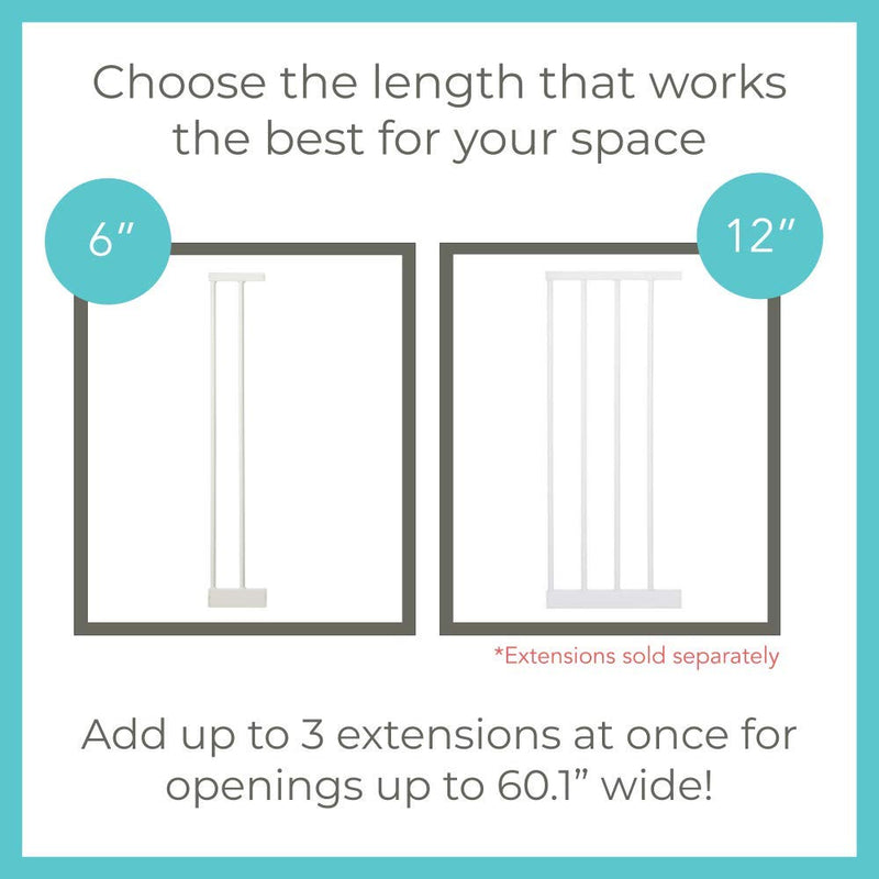 [Australia] - Toddleroo by North States 2 Bar Extension for Essential Walk Thru Gate: Adjust your gate to fit your space. Add up to three extensions. No tools required. (Adds 6" width, White) 6 Inch 