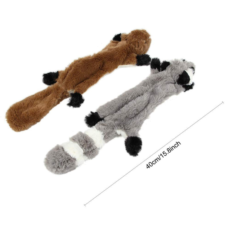 Nollary Dog Squeaky Toys No Stuffing, Soft Squirrel and Raccoon Plush Toys with Squeaker for Dogs Avoid Boredom, 16 inch, Pack of 2 - PawsPlanet Australia