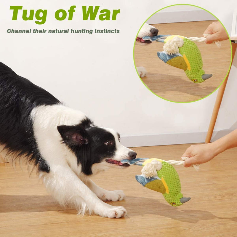 AODENER Plush Toy for Cat and Dog Squeaky Toy- Teeth Cleaning Chew Rope Green Magpie for Small Medium Dogs Plush Bird Toy Dog Chew Biting Toy Plush Cute Pet Toys - PawsPlanet Australia