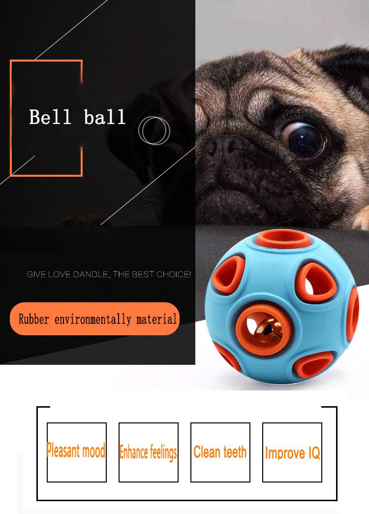 GENNYUE Chew and Squeaky Bell Ball Pet Dogs Toy, Colorful Bouncy Rubber Balls with Bell, Fun Interactive Pet Dogs Toy, IQ Treat Ball Toy, Teeth Cleaning, Bite Resistant for Dogs - PawsPlanet Australia