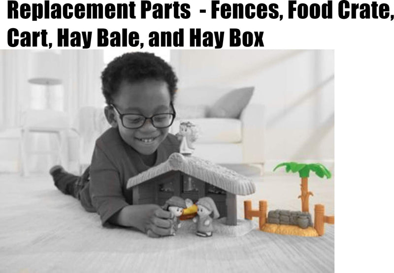 [Australia] - Replacements Parts For Little People Nativity & Christmas Story Nativity, (2 Fences, Food Crate, Cart, Hay Bale, and Hay Box) 