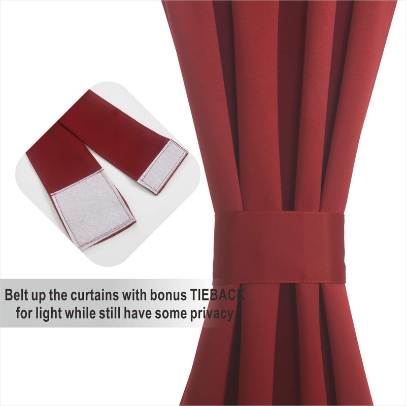Aquazolax French Door Curtain Window Treatment - Blackout Thermal Curtains 25"x40" French Door Panels Solid - 1 Panel, Red 25"W x 40"L, 1 Panel Burgundy Red - PawsPlanet Australia
