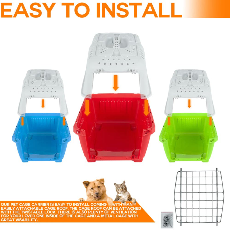 ZENO Pet Carrier Cage for Dog Cat Rabbit Puppy Kitten Animal Portable Crate Travel Transport Car Box with Handle (Blue) Blue - PawsPlanet Australia