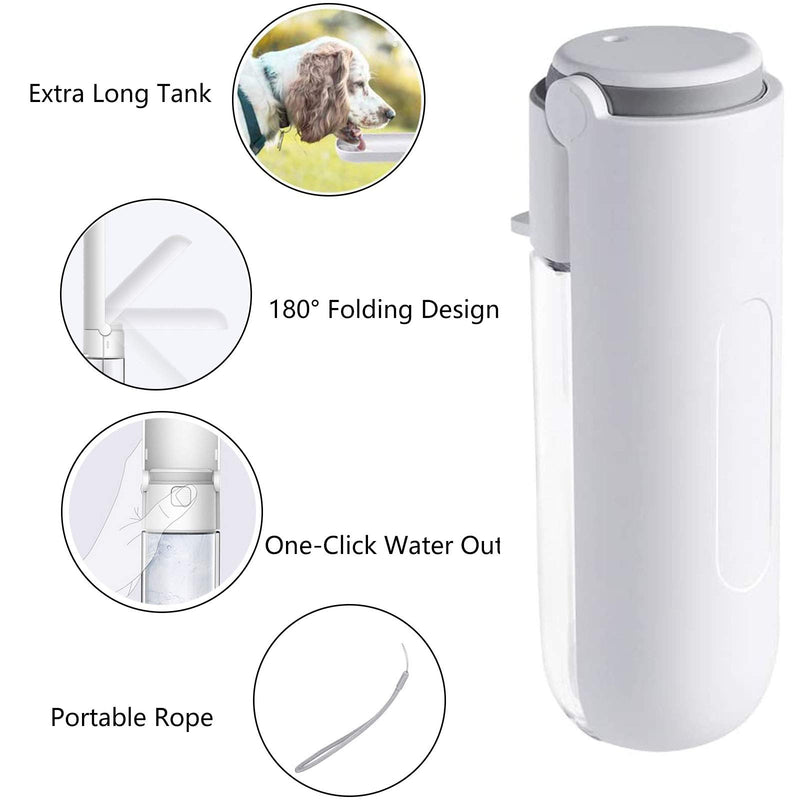 X-zoo Bottle for Dog, Portable Water Bottles for Dogs Foldable Pet Water Dispenser Water Food, Dog Bowl for Travel Outdoor Drinking, (White, 420ml) White - PawsPlanet Australia