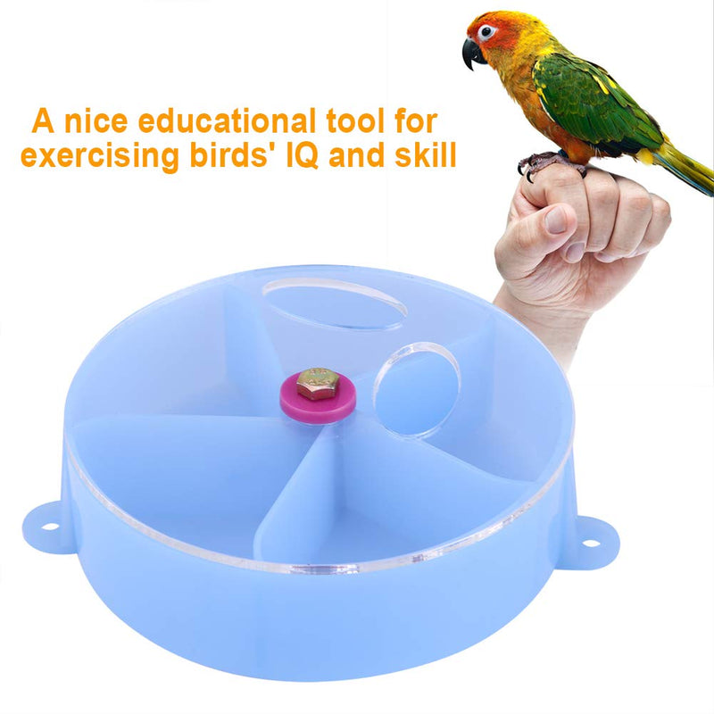 [Australia] - HEEPDD Bird Feeder Toy, Creative Parrot Foraging Toy Fixed Seed Food Segmented Wheel for Pet Budgie Parakeet Canary Finch Cockatoo Dove Blue 