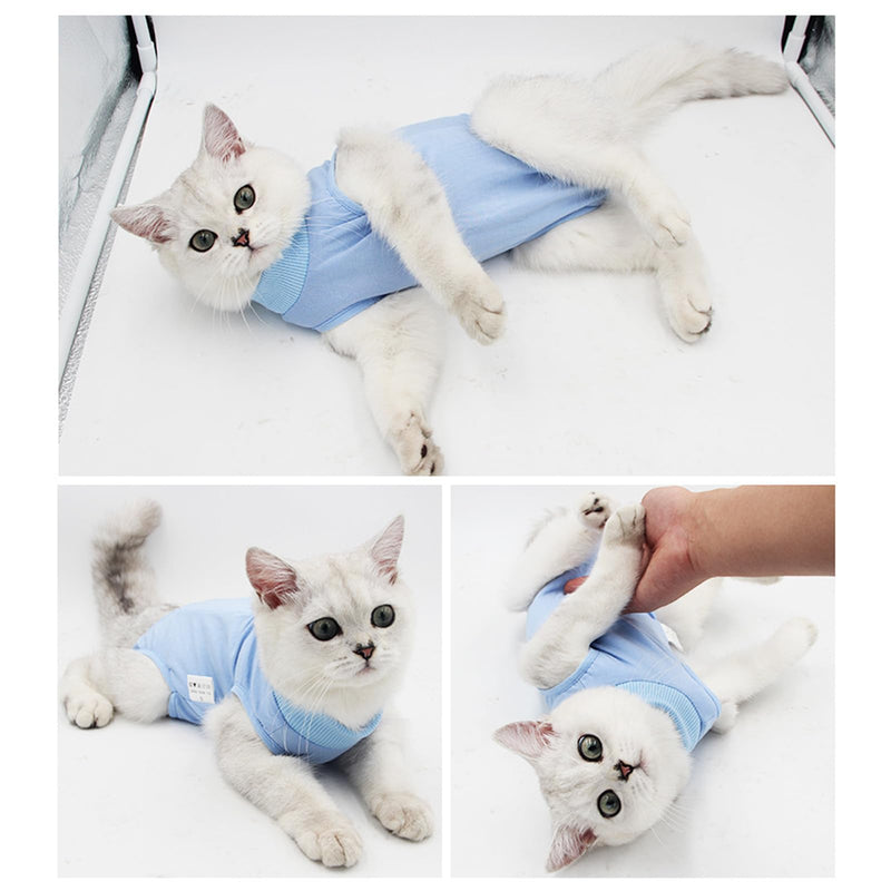 Recovery Suit Cat, Cat Bodysuit After Surgery, Cone E Collar Alternative, Pet Surgery Suits, Puppy Protective Clothing, Cat Surgical Recovery Suit for Abdominal Wounds or Skin Diseases (M, Blue) M - PawsPlanet Australia