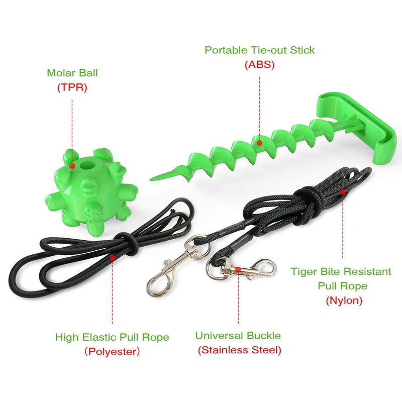 [Australia] - Dog Tie Out Cable - Dog Stake with Dog Toys for Aggressive Chewers,Dog Leash for Small Medium Large Dogs Tie Out Cable Great for Camping or the Garden, Suitable for Harness, Leash & Chain Attachments Green 