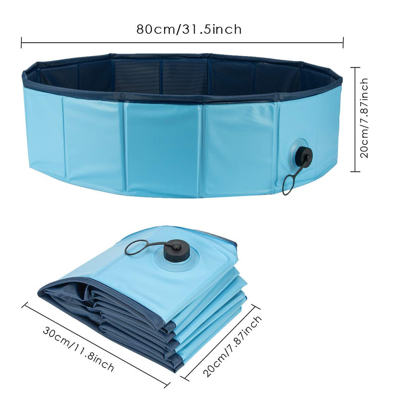 Round Kids Ball Pit Pool for Baby Toddler 80X20cm, Foldable Pool Pet Bath Swimming Tub for Dogs Cats Kids Indoor & Outdoor (Balls Not Included) M-blue - PawsPlanet Australia