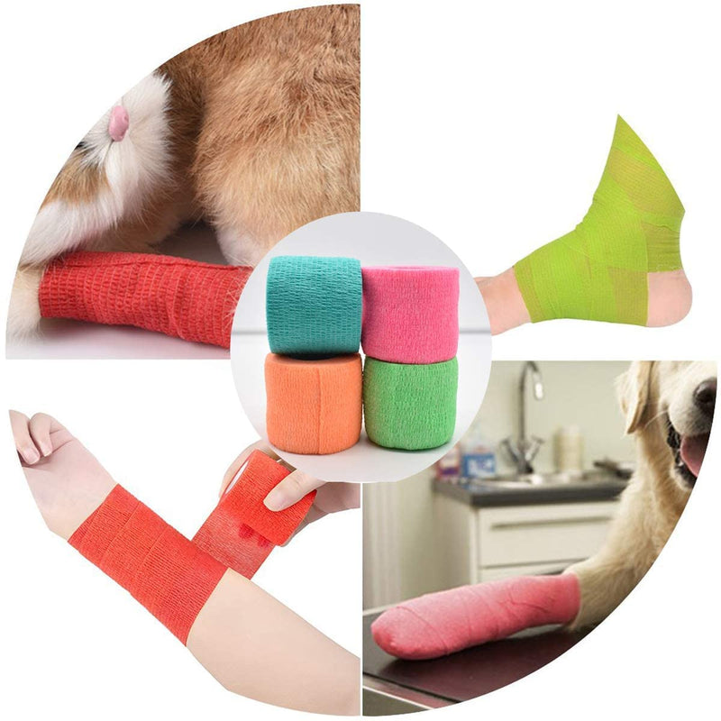 Liwein Cohesive Bandages, 16 Rolls Self Adherent Bandage Pet Vet Wrap Self Adherent Cohesive Bandages Wrap Elastic Sports Tape for First Aid Athletic Wrist Ankle Sprains Swelling Pet Wound(2.5cm 5cm) - PawsPlanet Australia