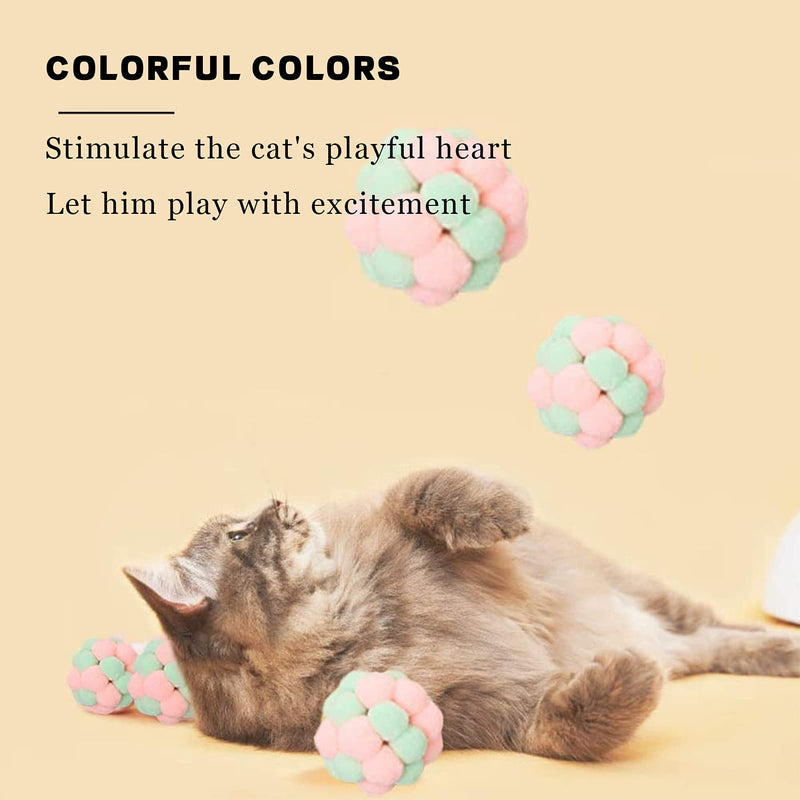 6 Pcs Bell Toy Ball Cats Toys Balls,1.7 Inch Colorful Plush Balls Built-in Bell for Cats,Interactive Chasing Toys Kitten Toys for Indoor Play Green + Pink - PawsPlanet Australia