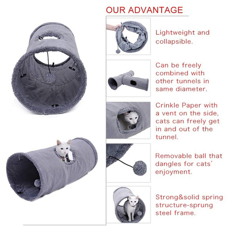 Primst Cat Tunnel, Large Indoor Outdoor Collapsible Pet Toy Crinkle Tunnel Tube with Storage Bag for Cat, Dog, Puppy, Kitty, Kitten, Rabbit (51x12inch) 51x12inch - PawsPlanet Australia