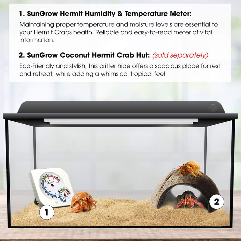 [Australia] - SunGrow Hermit Crab Humidity and Temperature Meter, 3x1 Inch, Analog Gauge for Accurate Readings, Measures in Fahrenheit and Percent, Dual Thermometer and Hygrometer for Terrariums 