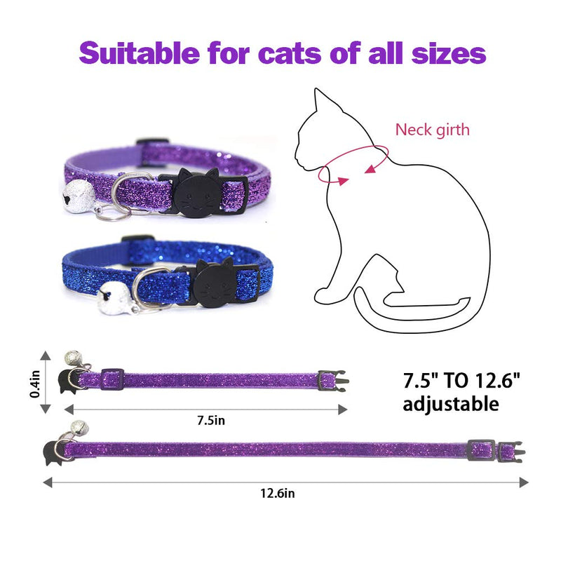 NINEMAX 8 Pcs Bling Cat Collars with Bell Adjustable Collar for Cats Small Pets Personalized Adjustable 7.5" to 12.6" Bling-8 Pcs - PawsPlanet Australia